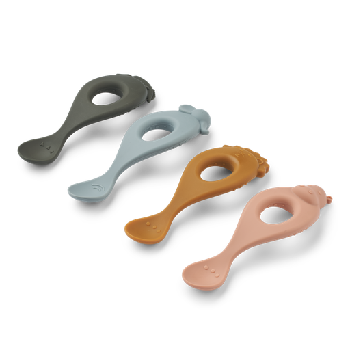 Lot de 4 cuillères en silicone Liva - Safari / Rose multi mix